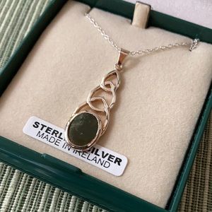Sterling Silver Green Marble Necklace